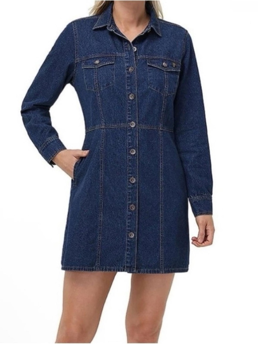 Frye Indigo Button-Down Denim Shirt Dress
